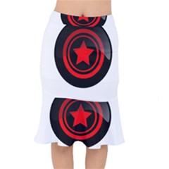 Star Black Red Button  Short Mermaid Skirt by Pakrebo