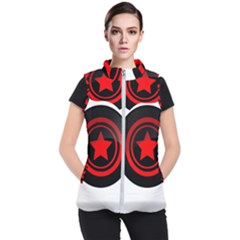 Star Black Red Button  Women s Puffer Vest by Pakrebo