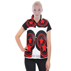 Star Black Red Button  Women s Button Up Vest