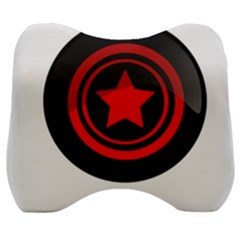 Star Black Red Button  Velour Head Support Cushion by Pakrebo