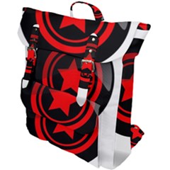 Star Black Red Button  Buckle Up Backpack