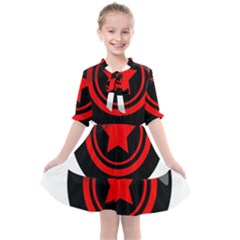 Star Black Red Button  Kids  All Frills Chiffon Dress by Pakrebo