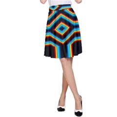 Cross Abstract Neon A-line Skirt by Pakrebo