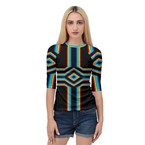 Cross Abstract Neon Quarter Sleeve Raglan Tee by Pakrebo