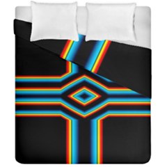 Cross Abstract Neon Duvet Cover Double Side (california King Size) by Pakrebo