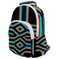 Cross Abstract Neon Rounded Multi Pocket Backpack by Pakrebo