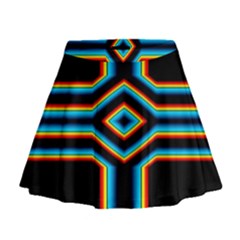 Cross Abstract Neon Mini Flare Skirt by Pakrebo