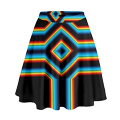 Cross Abstract Neon High Waist Skirt by Pakrebo