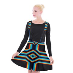 Cross Abstract Neon Suspender Skater Skirt by Pakrebo