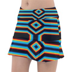 Cross Abstract Neon Tennis Skirt by Pakrebo