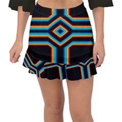 Cross Abstract Neon Fishtail Mini Chiffon Skirt by Pakrebo