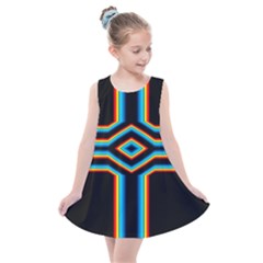 Cross Abstract Neon Kids  Summer Dress by Pakrebo