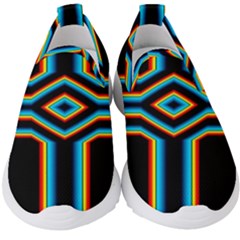 Cross Abstract Neon Kids  Slip On Sneakers by Pakrebo