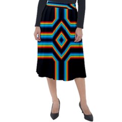 Cross Abstract Neon Classic Velour Midi Skirt  by Pakrebo