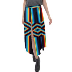 Cross Abstract Neon Velour Split Maxi Skirt by Pakrebo