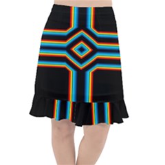 Cross Abstract Neon Fishtail Chiffon Skirt by Pakrebo