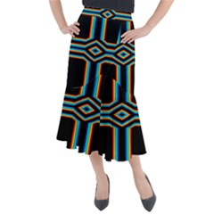 Cross Abstract Neon Midi Mermaid Skirt by Pakrebo