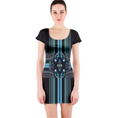 Cross Art Fractal Short Sleeve Bodycon Dress by Pakrebo