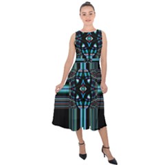 Cross Art Fractal Midi Tie-back Chiffon Dress by Pakrebo