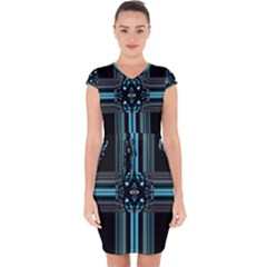 Cross Art Fractal Capsleeve Drawstring Dress 