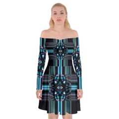 Cross Art Fractal Off Shoulder Skater Dress