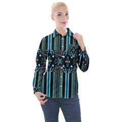 Cross Art Fractal Women s Long Sleeve Pocket Shirt