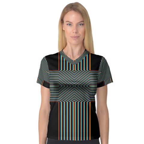 Cross Abstract V-neck Sport Mesh Tee by Pakrebo