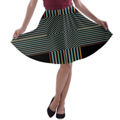 Cross Abstract A-line Skater Skirt by Pakrebo