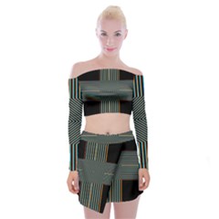 Cross Abstract Off Shoulder Top With Mini Skirt Set by Pakrebo