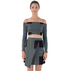 Cross Abstract Off Shoulder Top With Skirt Set by Pakrebo