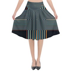 Cross Abstract Flared Midi Skirt by Pakrebo