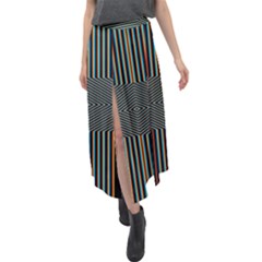 Cross Abstract Velour Split Maxi Skirt by Pakrebo