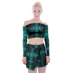 Abstract Art Design Digital Off Shoulder Top With Mini Skirt Set by Pakrebo