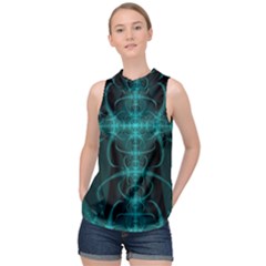 Abstract Art Design Digital High Neck Satin Top by Pakrebo