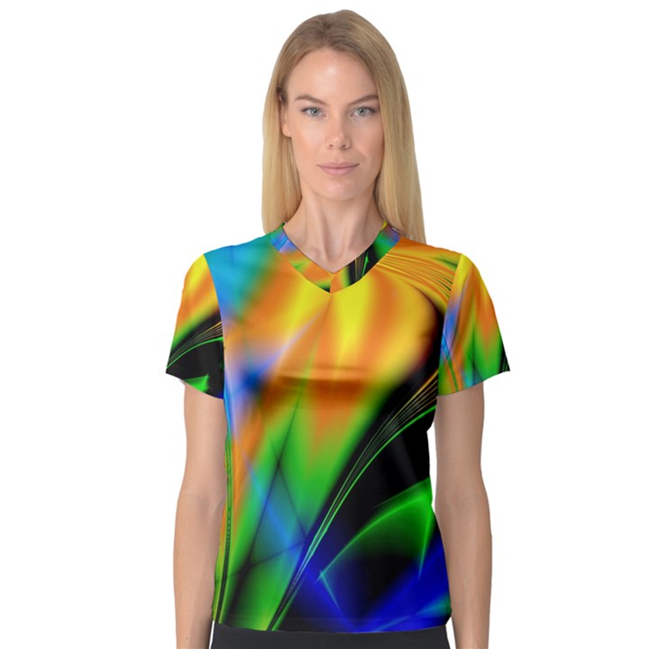 Color Concept Design Colorful Color V-Neck Sport Mesh Tee