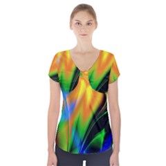 Color Concept Design Colorful Color Short Sleeve Front Detail Top by Pakrebo