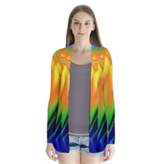 Color Concept Design Colorful Color Drape Collar Cardigan by Pakrebo