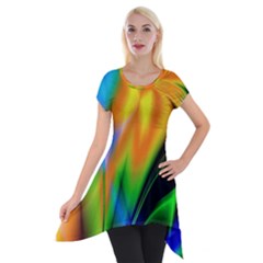 Color Concept Design Colorful Color Short Sleeve Side Drop Tunic by Pakrebo