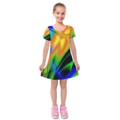 Color Concept Design Colorful Color Kids  Short Sleeve Velvet Dress by Pakrebo