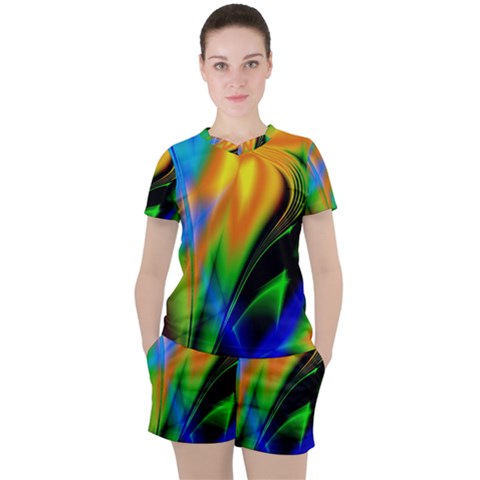 Color Concept Design Colorful Color Women s Tee And Shorts Set by Pakrebo