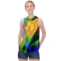 Color Concept Design Colorful Color High Neck Satin Top