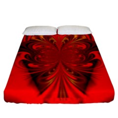 Digital Arts Fractals Futuristic Red Yellow Black Fitted Sheet (king Size)