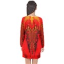 Digital Arts Fractals Futuristic Red Yellow Black Long Sleeve Chiffon Shift Dress  View2