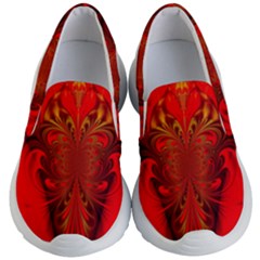 Digital Arts Fractals Futuristic Red Yellow Black Kids  Lightweight Slip Ons by Pakrebo