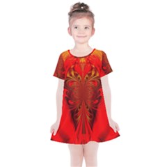 Digital Arts Fractals Futuristic Red Yellow Black Kids  Simple Cotton Dress