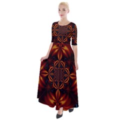 Abstract Art Artwork Fractal Design Half Sleeves Maxi Dress