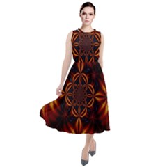 Abstract Art Artwork Fractal Design Round Neck Boho Dress