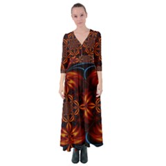 Abstract Art Artwork Fractal Design Button Up Maxi Dress