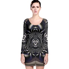 Abstract Artwork Art Fractal Long Sleeve Velvet Bodycon Dress