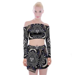 Abstract Artwork Art Fractal Off Shoulder Top With Mini Skirt Set by Pakrebo